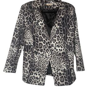 R&M Leopard Print Statement Blazer Jacket Animal Print Chic Layer Trendy 38
